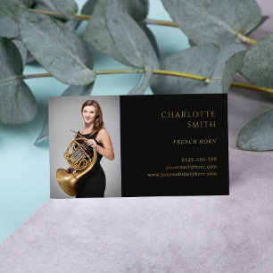 French Horn Custom Gold&Black Elegant  Business Card