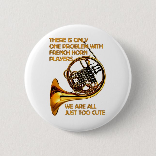 French Horn Cutie 2 Inch Round Button (Front)