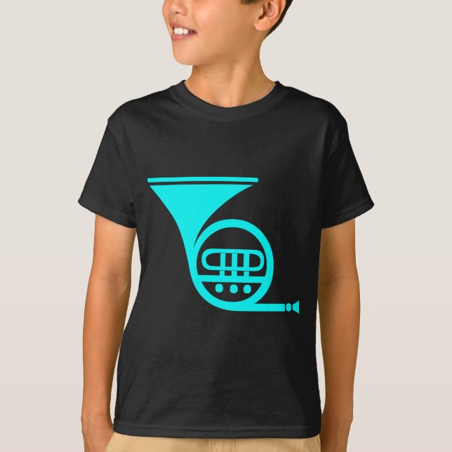 French Horn - Cyan T-Shirt (Front)