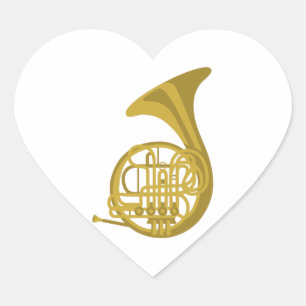 French Horn Heart Sticker