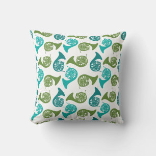 French Horn Instrument Music Gift Band Orchestra Throw Pillow