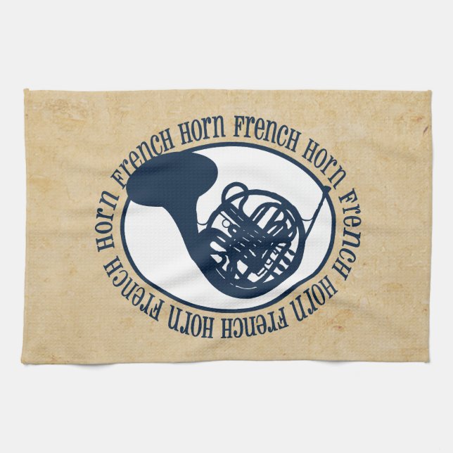French Horn Kitchen Towel (Horizontal)