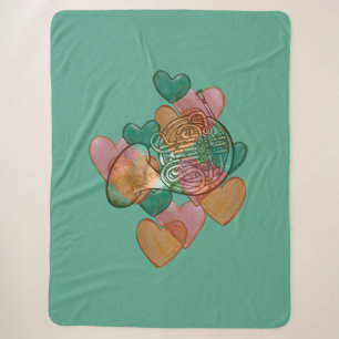 French Horn Love Band Class Art Heart              Sherpa Blanket