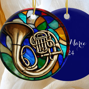French Horn Music Instrument Ceramic Ornament