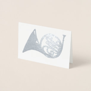 French Horn Musical Instrument in Silver Foil Card