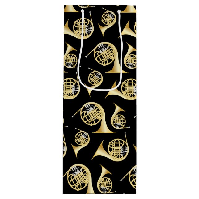 French Horn Musician Band Teacher Wine Gift Bag (Front)