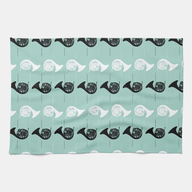 French Horn Pattern Kitchen Towel (Horizontal)