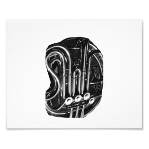 French Horn Piping Black and White photo design Print