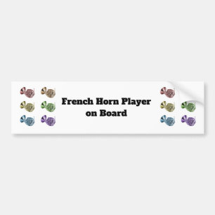 French Horn Player on Board Rainbow Personalize Bumper Sticker