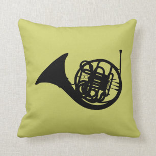 FRENCH HORN SILHOUETTE THROW PILLOW
