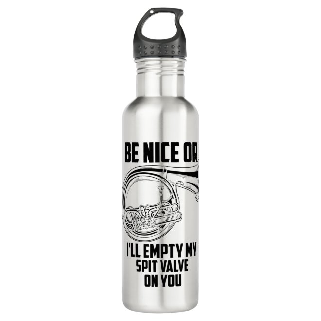 French Horn Spit Valve Cute Trumpet Musician Funny 710 Ml Water Bottle (Front)