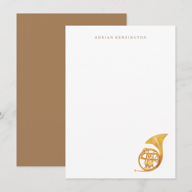 French Horn Stationery - Instrument Note Cards (Front/Back)