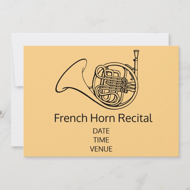 French horn stylish performance recital invitation (Front)