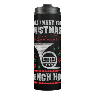 French Horn Ugly Christmas Sweater Shirt Thermal Tumbler