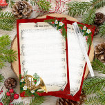French Horn Vintage Sheet Music Christmas Stationery<br><div class="desc">This Christmas stationery features a vintage sheet music scroll in the background,  with a decorated french horn in the lower left corner,  and festive pine sprig accents at the top of the scroll. The edges are simulated red metallic,  and the centre is faded for easier writing.</div>