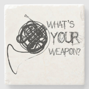 French Horn Weapon Stone Coaster