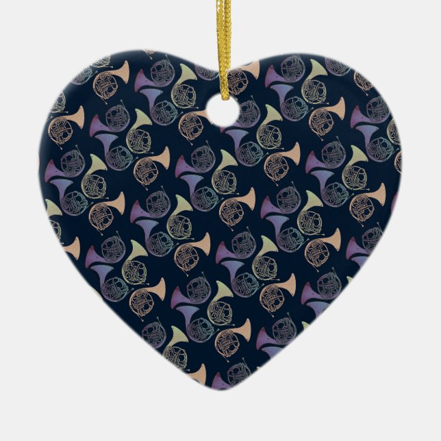 French Horns Art cute French horn designs          Ceramic Ornament (Front)