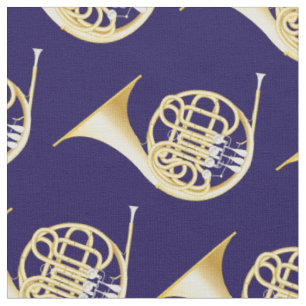 French Horns Music Musician Room Decor Blue Fabric