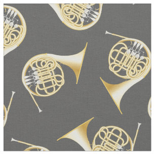 French Horns Music Musician Room Decor Grey Fabric