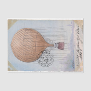 French Hot Air Balloon Vintage Postmark Decoupage  Tissue Paper