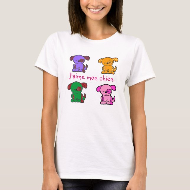 French - I love my dog - style shirt (Front)