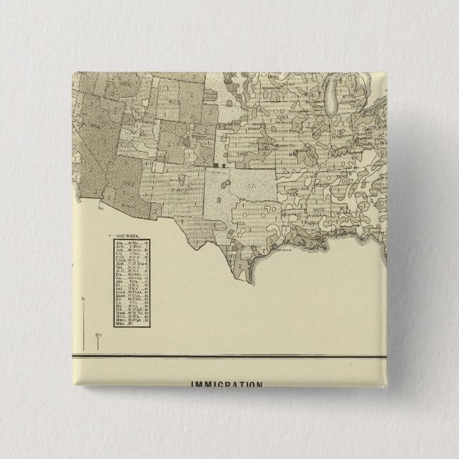 French Immigration 2 Inch Square Button (Front)