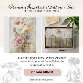 French-Inspired Shabby-Chic Floral Design  Tissue Paper
