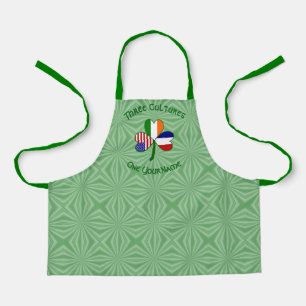 French Irish American Flag Shamrock Personalized Apron