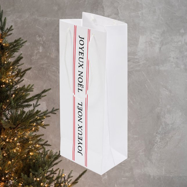 French Joyeux Noël Red Stripe Christmas Wine Gift Bag (Creator Uploaded)
