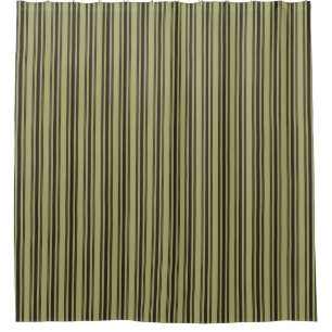 French Khaki Mattress Ticking Black Double Stripe