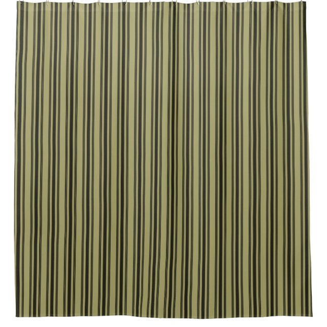 French Khaki Mattress Ticking Black Double Stripe (Front)