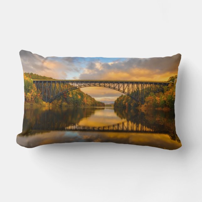 French King Bridge in Fall Lumbar Pillow (Front)