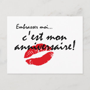 French Kiss Me Birthday Postcard