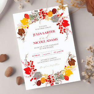 French Kissed Sweet Berry Flowers Photo Wedding Invitation