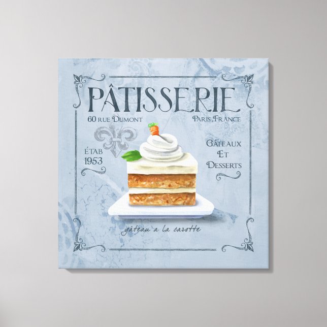 French Kitchen Decor Canvas, Carrot Cake (Front)
