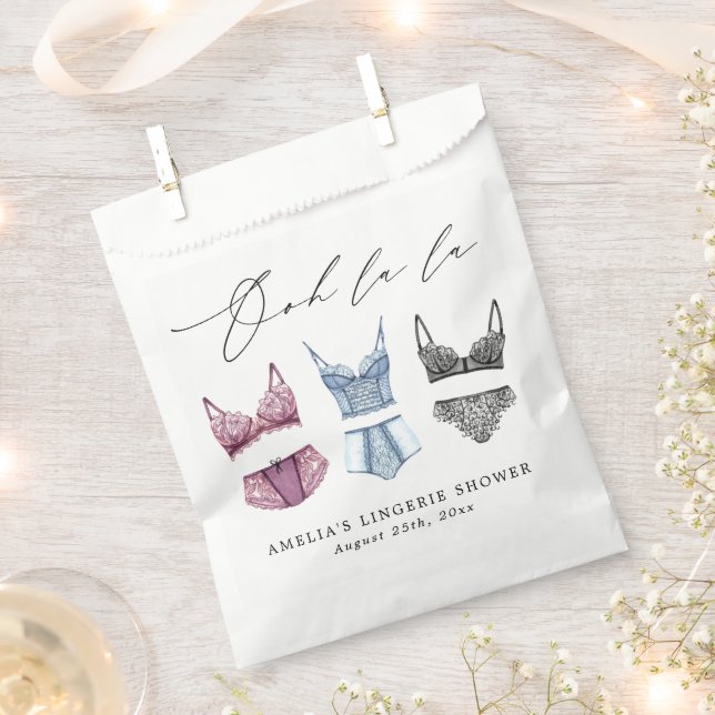 French Lace Lingerie Bridal Shower Favour Bag (Clipped)