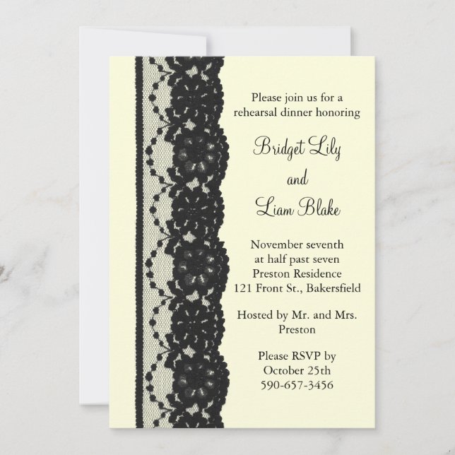 French Lace Rehearsal Dinner (ivory) Invitation (Front)
