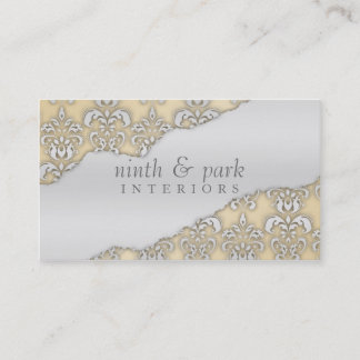French Lace Ripped Damask Interior Design Business Card