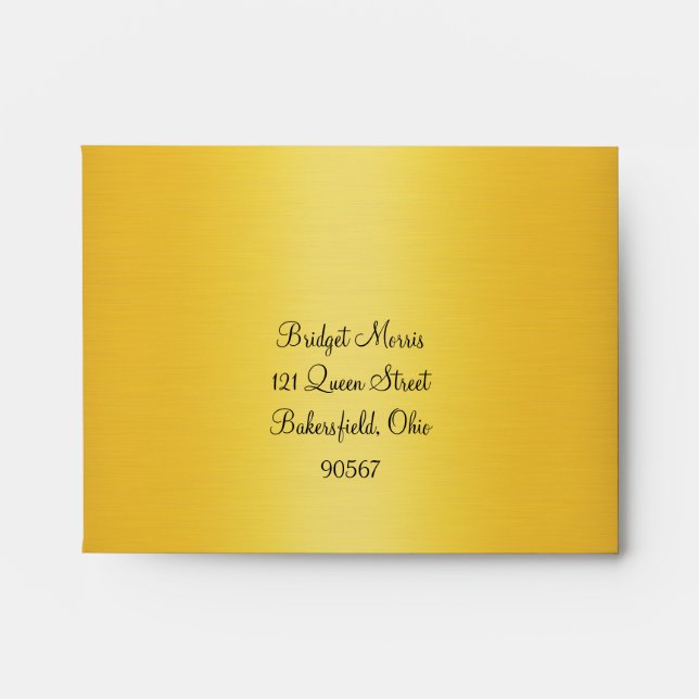 French Lace RSVP Envelope in gold (Front)