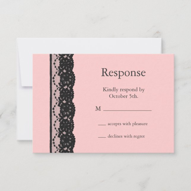 French Lace RSVP (pink) Card (Front)