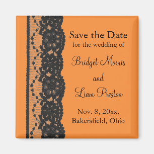 French Lace Save the Date Magnet (orange)