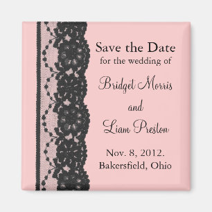 French Lace Save the Date Magnet (pink)