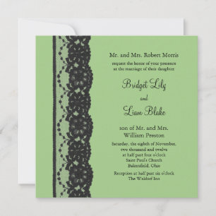 French Lace Wedding Invitation (green)