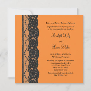 French Lace Wedding Invitation (orange)