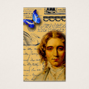 french lady with butterffly store hang tags