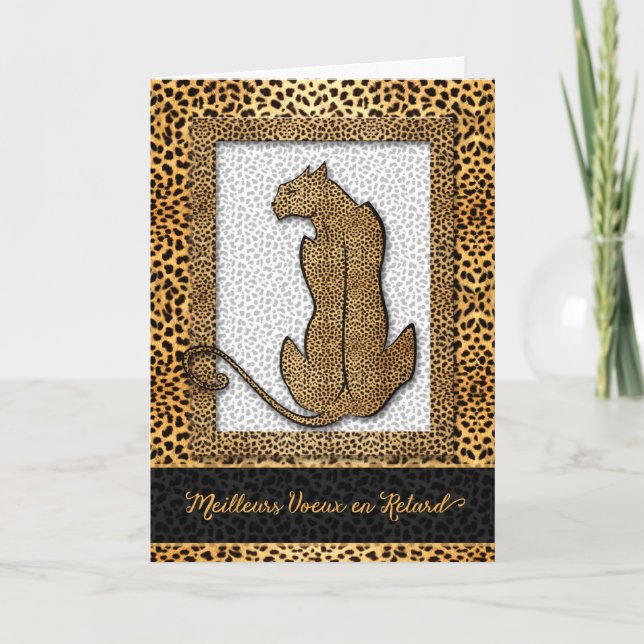 French Language Belated Birthday Cheetah Card (Front)
