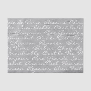 French Language Script Tissue Paper (Grey)