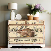 French Lapin de Cacao Brown Bunny Rabbit Decoupage