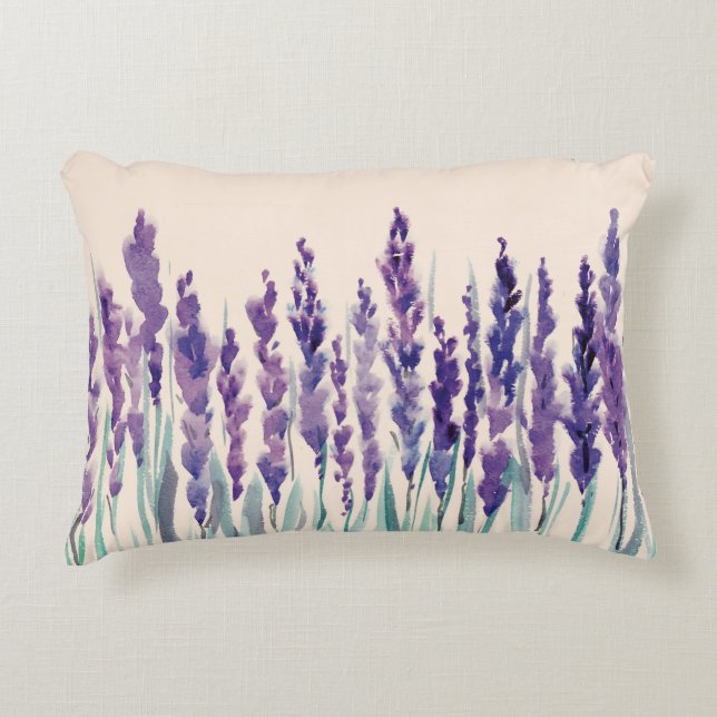 French lavander watercolor accent pillow (Front)