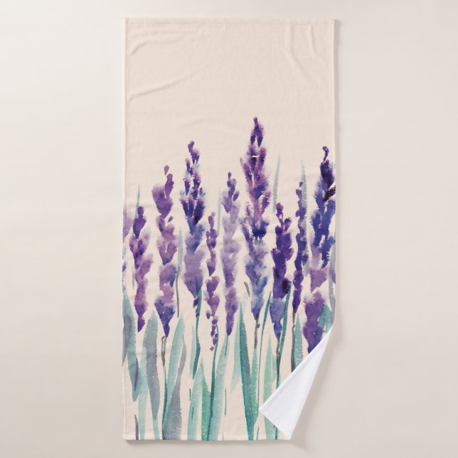 French lavander watercolor bath towel (Bath Towel)